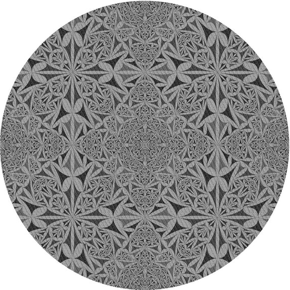 Ahgly Company Machine Washable Indoor Round Transitional Dark Gray Area Rugs, 6' Round