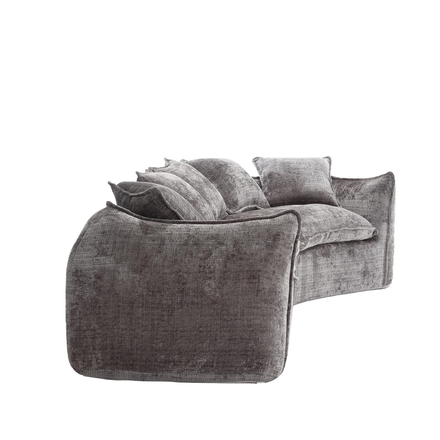 Demi Bonn 125" Modern Modular U-Shaped Sectional Sofa, Spacious 5-Seat Chenille Fabric Couch with Plush Pillows for Living Room, Minimalist Cloud-Style, Gray