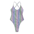 thumbnail image 2 of Women‘s Striped One-piece Swimsuit Color Blocking Sling Swimwear, 2 of 4