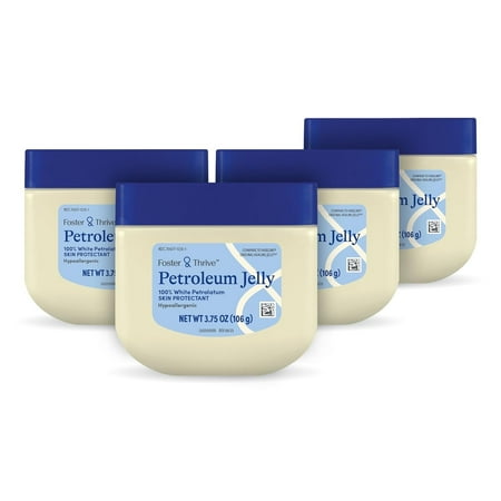 Foster & Thrive Petroleum Jelly Healing Skin Protectant Provides Dry Skin Relief and Protects Minor Cuts Hypoallergenic Dermatologist Recommended Fragrance-Free Locks in Moisture 3.75 oz 4-Pack