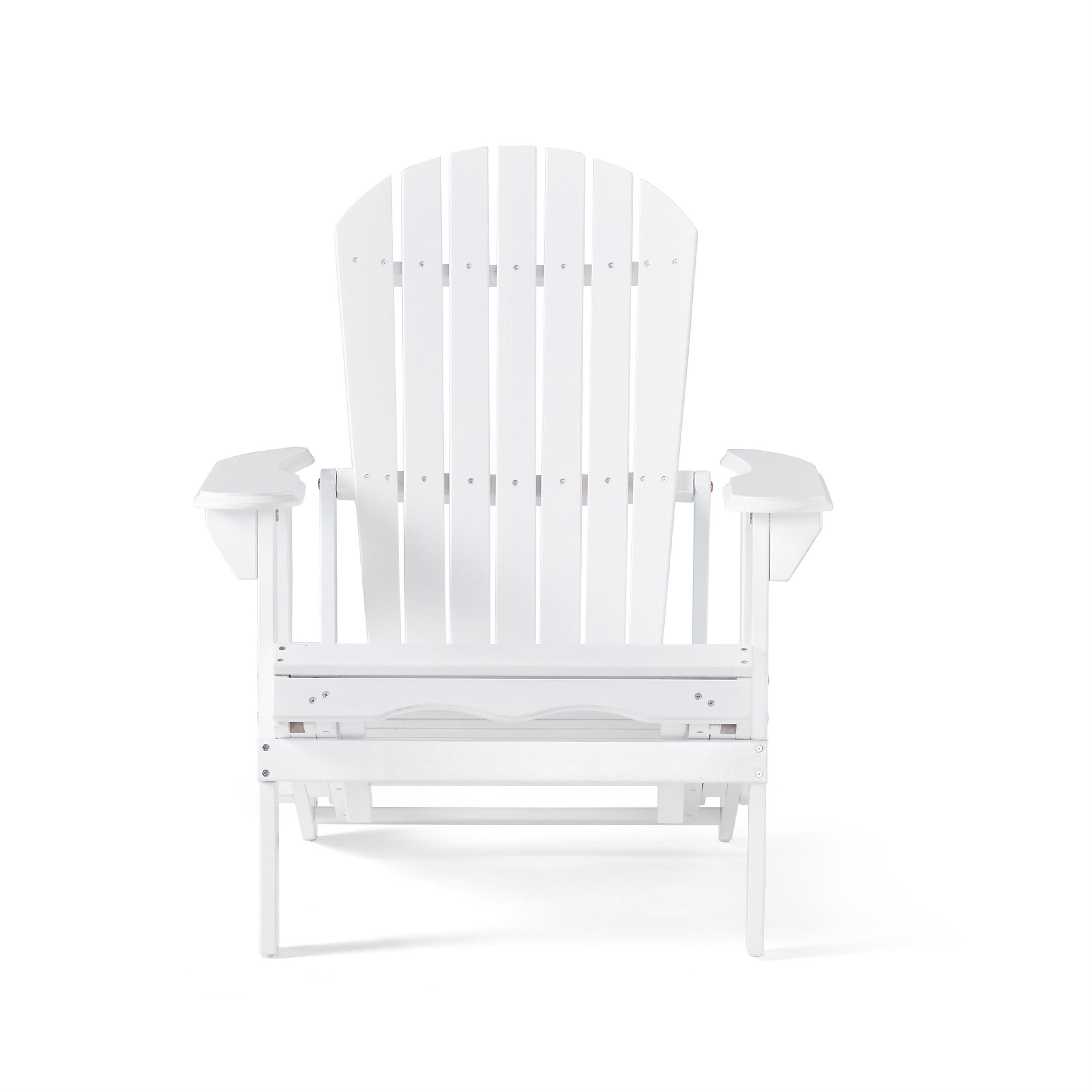 Benjara Libo Outdoor Reclining Adirondack Chair with Slanted Back- White Wood