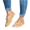 thumbnail image 4 of asdoklhq Womens Casual Shoes,Women Winter Lace Up Flock Casual Ankle Fretwork Heels Women's Casual Shoes, 4 of 8