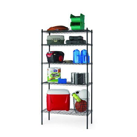 Hyper 5 Tier Wire Shelf Black 1750 lb Capacity