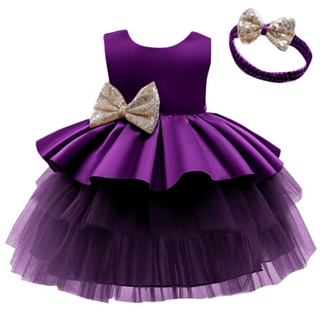

TIREOW Lightweight Girls Dress 2024 New Children s Dress Lace Wedding Skirt Princess Dress Attended The Party To Attend The Event Elegant and Sweet Fashion Ceremonial Dress(5-6Years Purple)