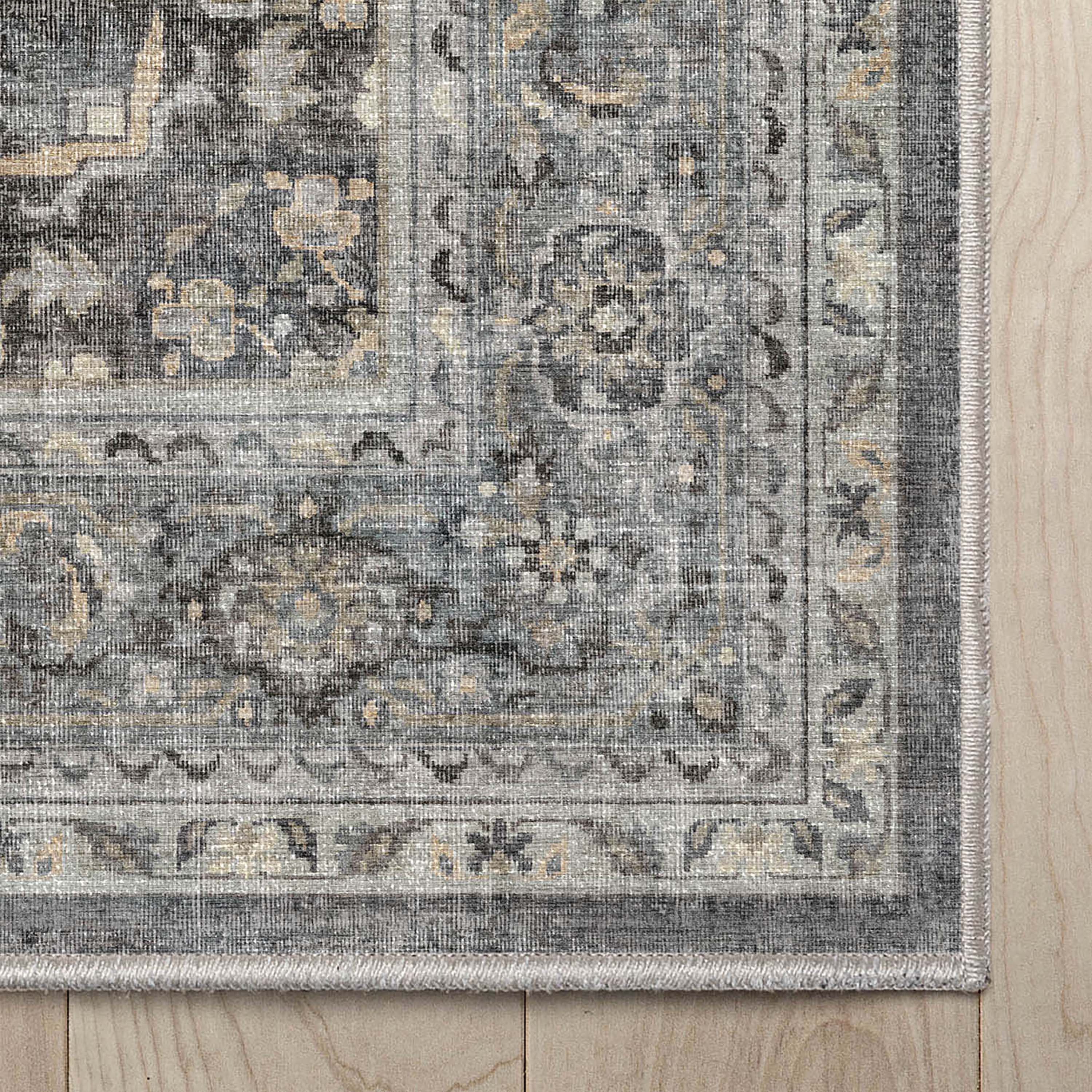 Well Woven Apollo Tirana Vintage Medallion Dark Grey Flat-Weave Easy to Clean 3'3" x 5' Area Rug