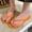 Orange, variant on Women's T-strap Thong Flat Flip Flops Casual Thin Strap Sandals Single Layer Premier Leather Shoes For Summer Outdoor