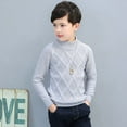 thumbnail image 7 of GYRATEDREAM Unisex Toddler Baby Cable Knit Cotton Thicken Sweater Pullover Boys Girls Long Sleeve Turtleneck Fleece Sweatshirt Kids Basic Tees Plain Shirt Casual Warm Tops for 2-10 Years, 7 of 7