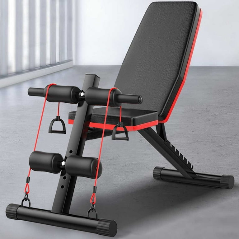 Lmtime Adjustable Sit Up Incline Abs Bench Flat Fly Weight Press Fitness Rope