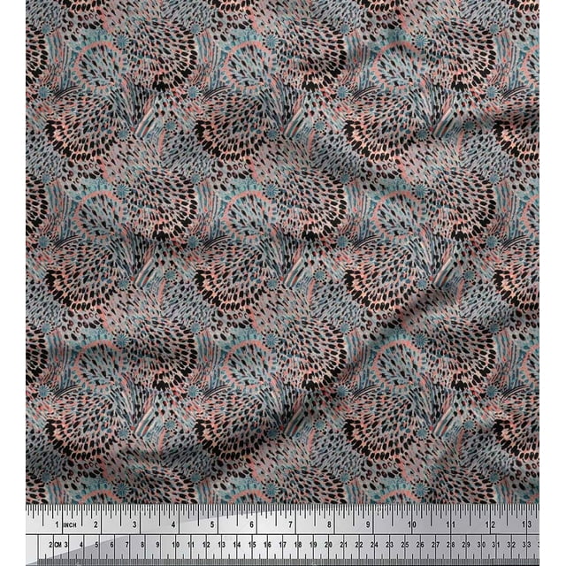 Soimoi Modal Satin Fabric Brush Stroke Abstract Fabric Prints by Yard 42 Inch Wide