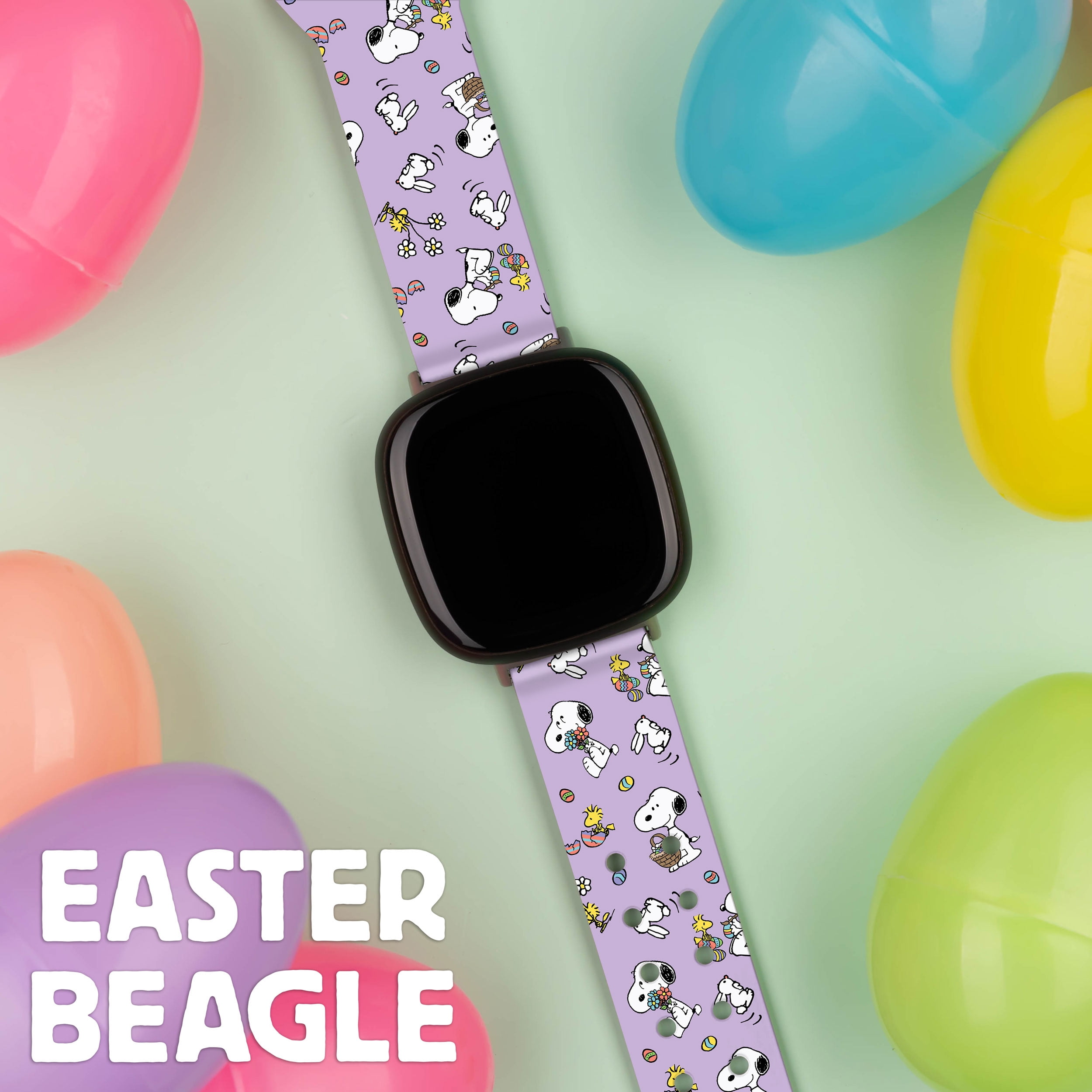 Peanuts Easter HD Unisex Watch Band Compatible with FitBit Versa 3 & Sense (20mm Short Bunny Hop) by Affinity Bands