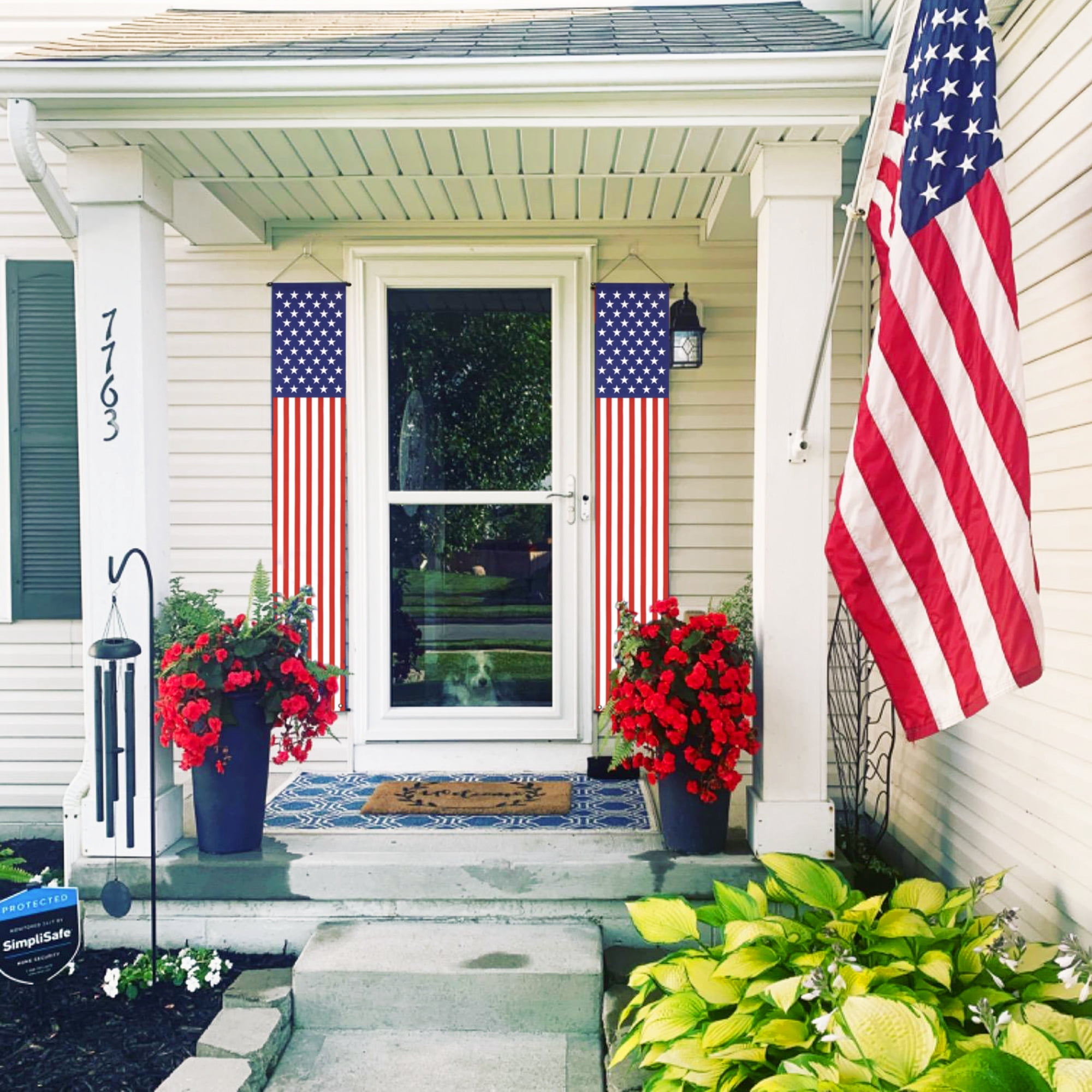 Anley American Flag Pull-Down Door Banners Porch Signs (2 Pieces) USA Flag Hanging Wall Banner - 12 in x 72 in