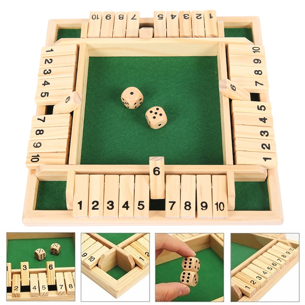 Shut the Box Game Wooden Board Number Drinking Dice Toy Family Traditional Game 