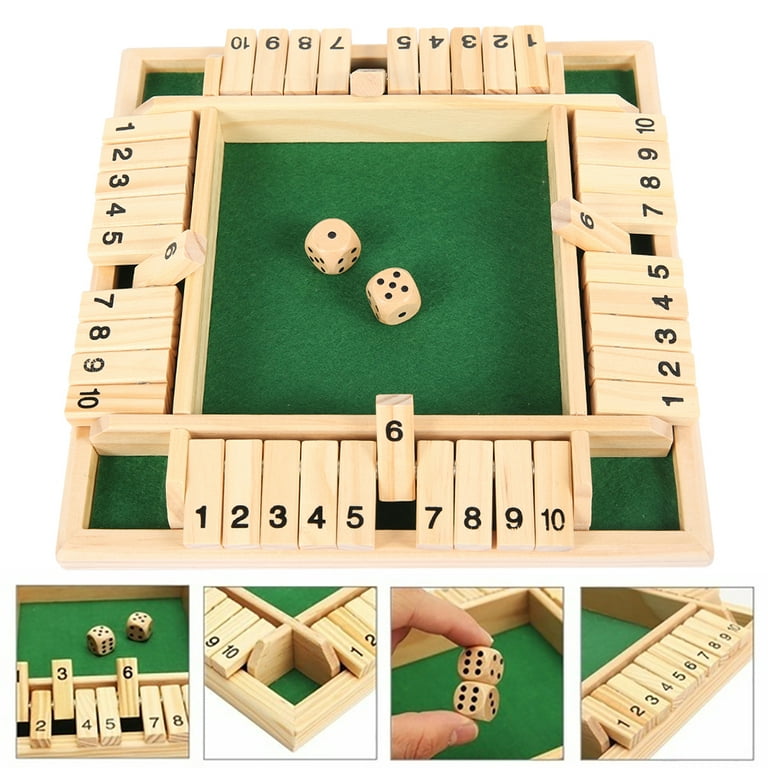 4 Player Shut the Box Wooden Board Games for Kids Adults 4-Sided Shut the  Box