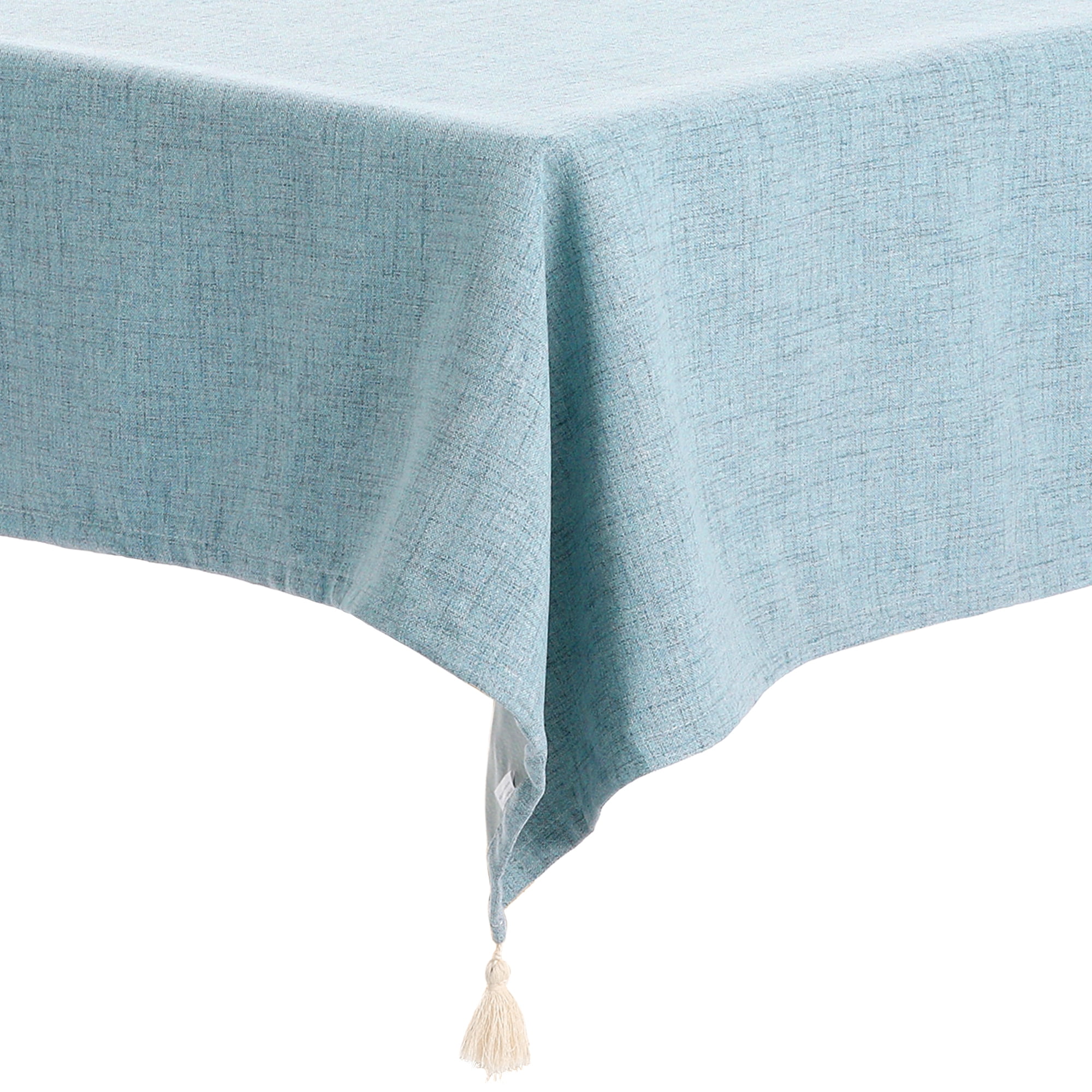 Unique Bargains Rectangle Tablecloth with Fringe for Indoor Outdoor Light Blue 52"x87"
