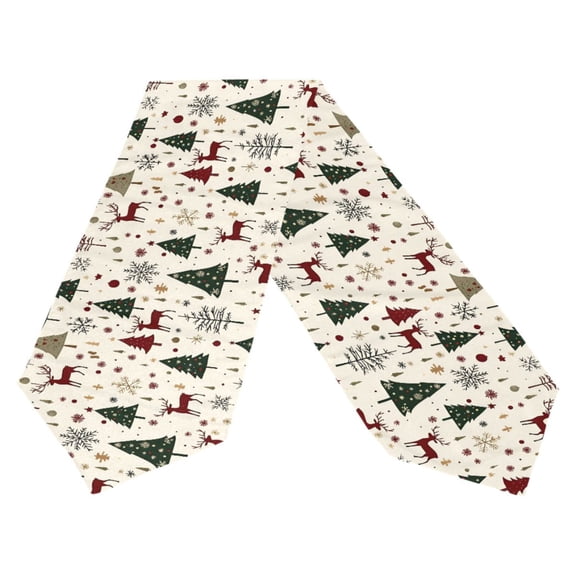 Ryvnso Christmas Reindeer Trees Table Runner Tablecloth Home Decoration 13 x 70 inches