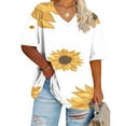 thumbnail image 2 of Camisetas Casuales de las Mujeres de Manga Corta de Cuello en V Oversized Camiseta Deportiva de Verano, Top Impreso Casual, 2 of 4