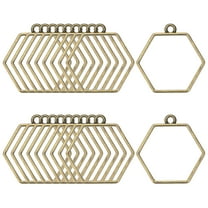 20-Pack Open Bezels for Resin, Hexagon Shape Open Back Bezel Pendants for Resin Jewelry Making/DIY Earrings Necklace, Alloy Hollow Frame Pendants [Bronze Tone]