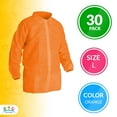 thumbnail image 2 of Orange Disposable Lab Jackets for Adults, Large. Pack of 30 Polypropylene Disposable Jacket Lab Coat with Elastic Wrists, Snap Front, Collar. Durable Lightweight Disposable Medical Jackets, 2 of 9