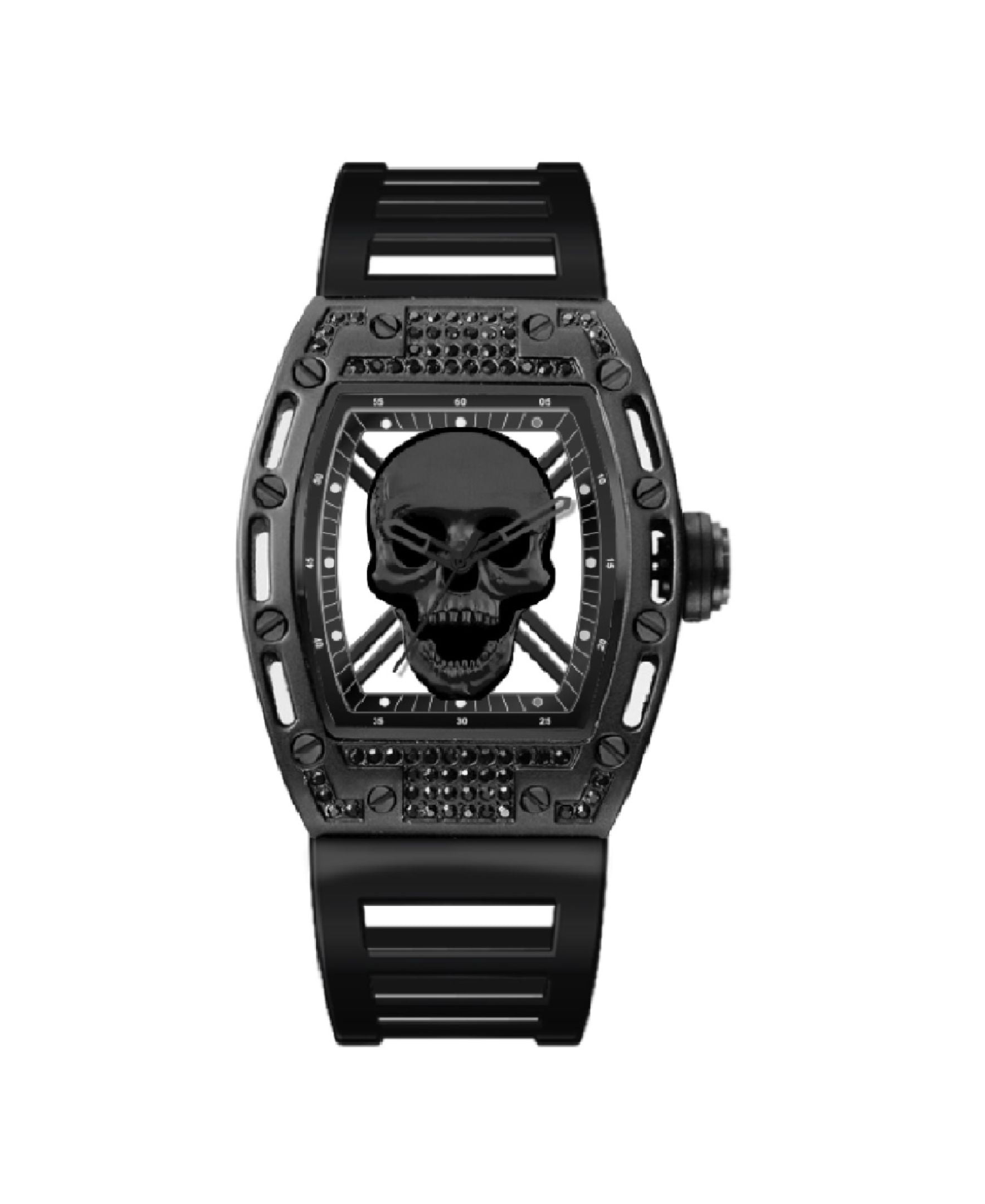 Ed Hardy Men's Black Textured Silicone Strap Watch 48mm - Walmart.com