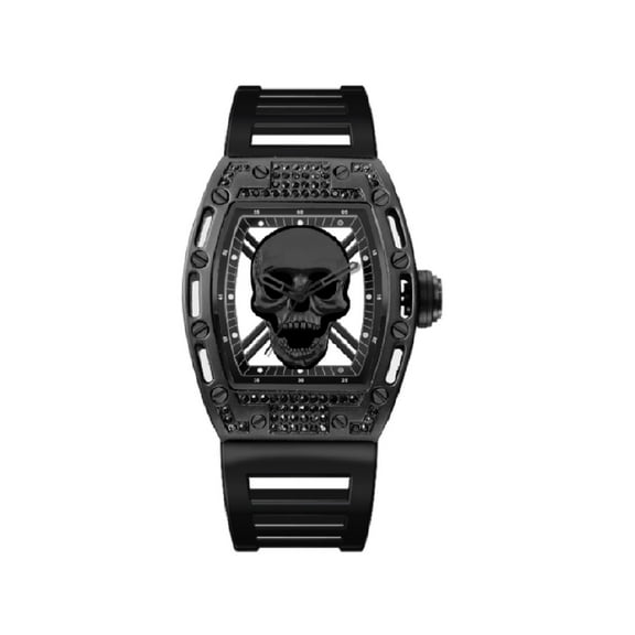 Ed Hardy Men's Matte Black Plastic Strap Watch 42mm