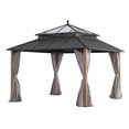 thumbnail image 2 of Sunjoy 12x12 Gazebo, Steel & PC Roof Hardtop Gazebo with Curtain and Netting,Kingston Series, Aluminum Posts, 2 of 18