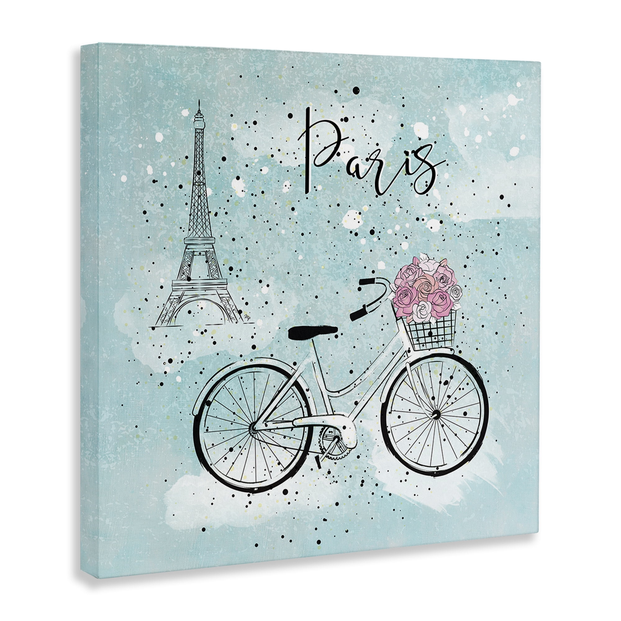 Stupell Industries Paris Floral Bicycle Town & City Painting Gallery Wrapped Canvas Art Print Wall Art, 30 x 30
