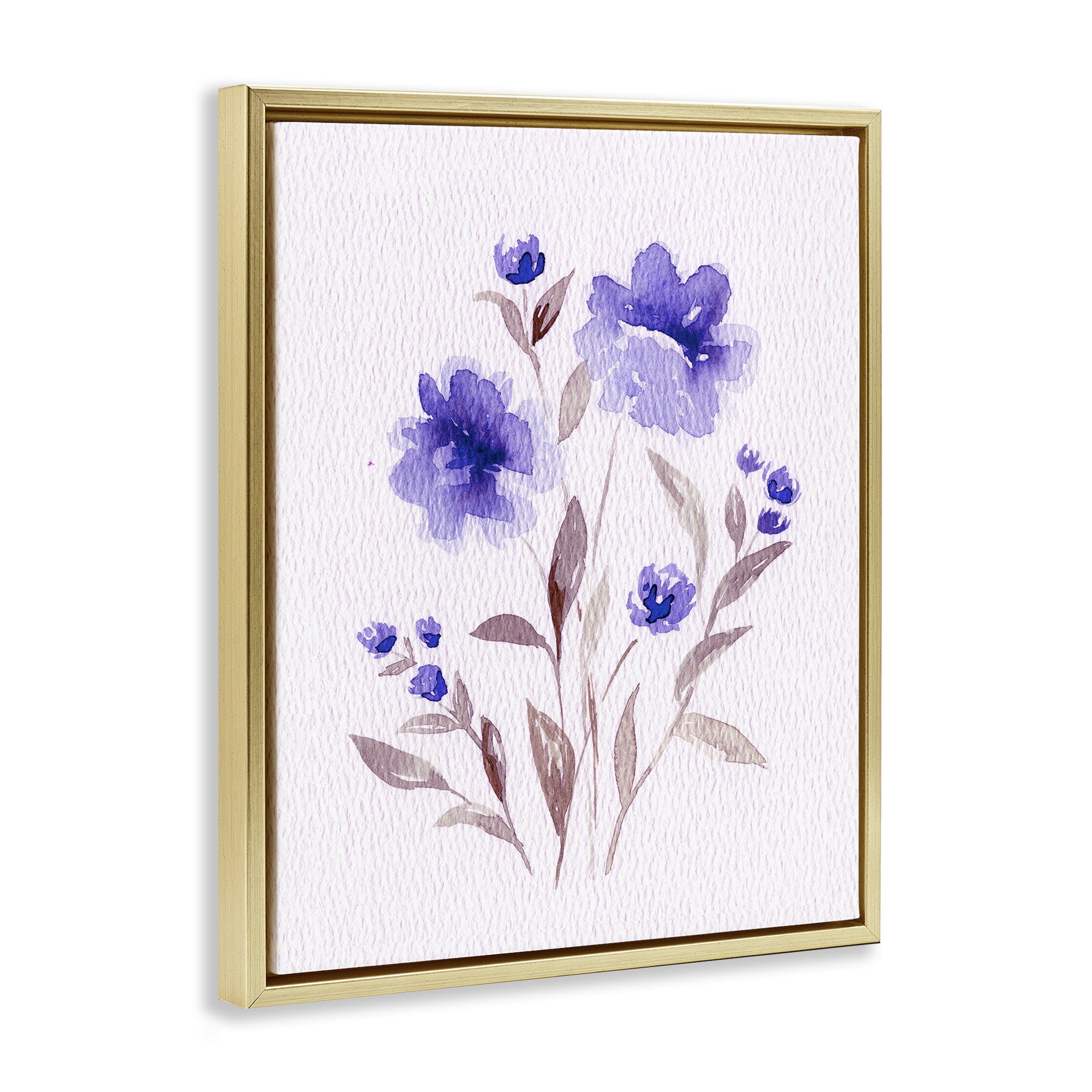 Stupell Industries Blooming Purple Flowers Gold Framed Floater Canvas Wall Art, design by Leah Noel Art