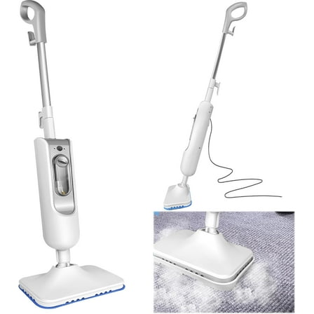 1500W Steam Mop, Detachable Handheld Cleaner, 400ml Water Tank, Floor Steamer/carpet Steamer, Fast heat up for Hardwood Laminates Tiles Car, 2 Washable Microfiber Pads