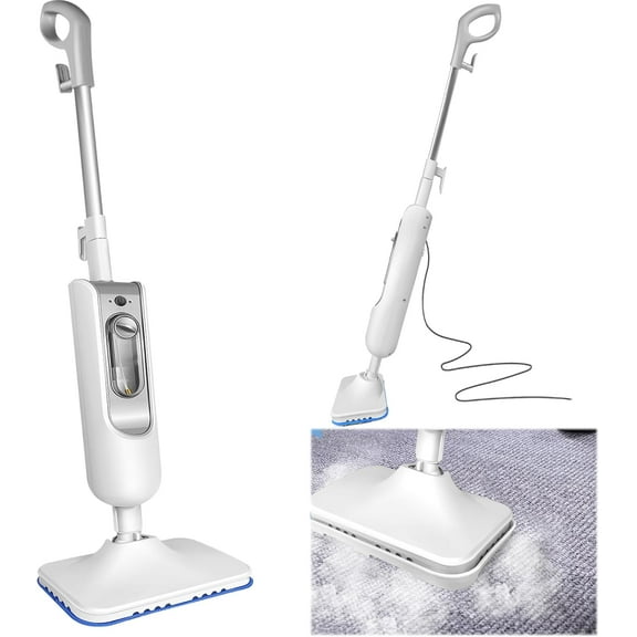 1500W Steam Mop, Detachable Handheld Cleaner, 400ml Water Tank, Floor Steamer/carpet Steamer, Fast heat up for Hardwood Laminates Tiles Car, 2 Washable Microfiber Pads