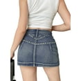 thumbnail image 2 of nvzhuang Women´s Denim Skirts  High Waist Short Mini Skirts Skirt with Flap Pocket Y2K, 2 of 8