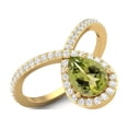 thumbnail image 5 of Delicate Tear Drop 7X5mm Pear Peridot 925 Sterling Silver Gold Vermeil Solitaire Mother's Day Gift Ring, 5 of 6