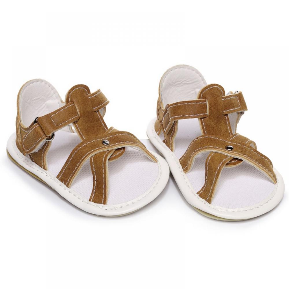 Infant Baby Girl Boy Sandals Summer Shoes,Outdoor First Walker Toddler Girls Shoes Beach Shoes,Toddler PU Cross Strap Anit-slip Soft Sole Flats Prewalker Crib Shoes for Baby Girls Boy 0-24Month - image 2 of 7