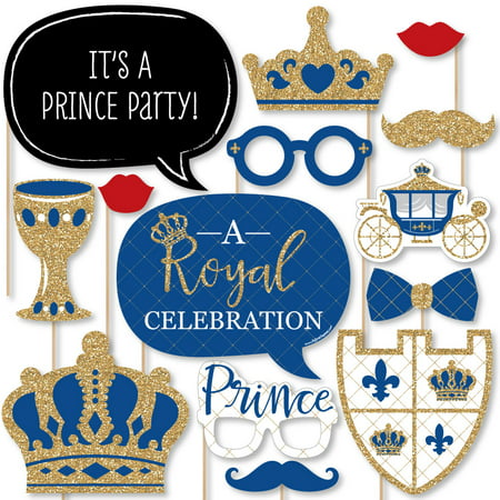 Royal Prince Charming - Baby Shower or Birthday Party Photo Booth Props Kit - 20 Count