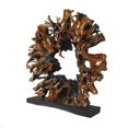 thumbnail image 6 of 77" x 75" Brown Teak Wood Handmade Large Oversized Tree Root Floor Abstract Sculpture with Live Edge Teak Base, by DecMode, 6 of 8