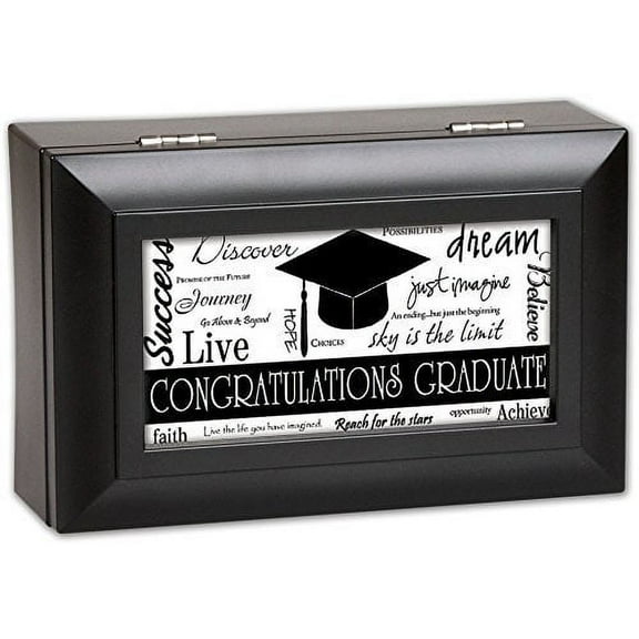 Congratulations Graduate Black Graduation Musical Jewelry Box Plays Wonderful World