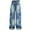 Blue, variant on Povozer Girls Wide Leg Jeans Girls Cute Wide Leg Flared Jeans Denim Kids Oversized Waist Pants With Pockets for 7-9 Years,Blue