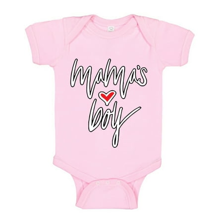 

Wild Bobby Cute Heart Mamas Boy Humor Baby Creeper Boys Girls Infant Bodysuit Light Pink 18M