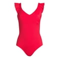 thumbnail image 2 of Time and Tru Women's and Women's Plus Solid Ruffle Sleeve One Piece Swimsuit, Sizes S-3X, 2 of 5