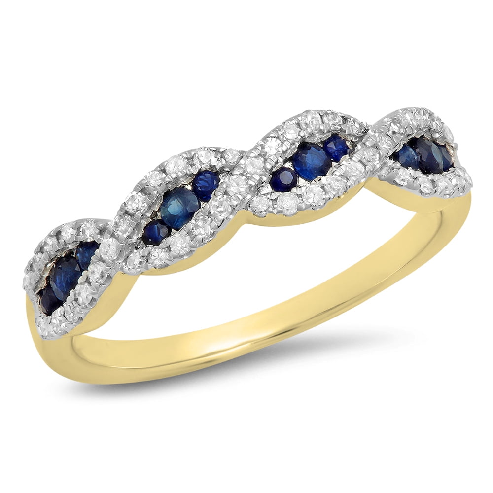 0.20 CT 10K Yellow Gold Round Diamond Ladies Swirl Anniversary Wedding Band Ring 