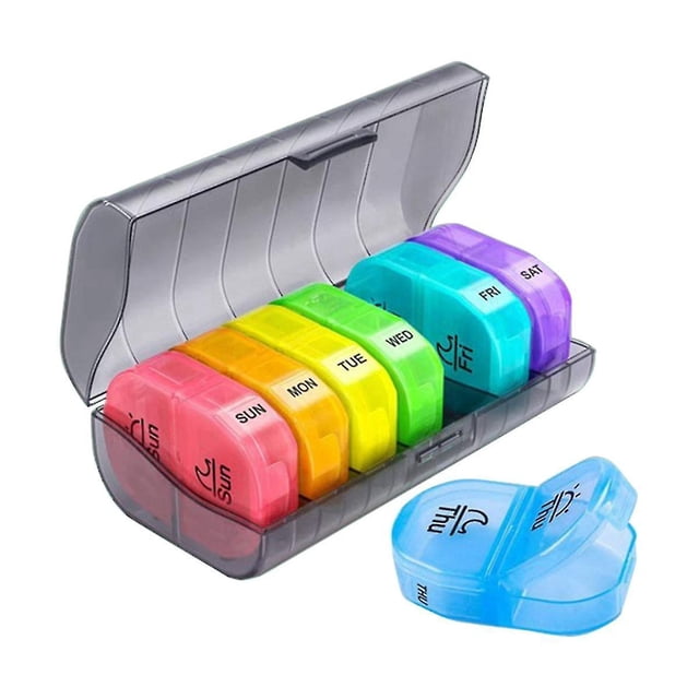 Weekly 2 7 Day Am Pm Pill Box With Free Pill Case For Vitamins, Fish Oils, Supplements