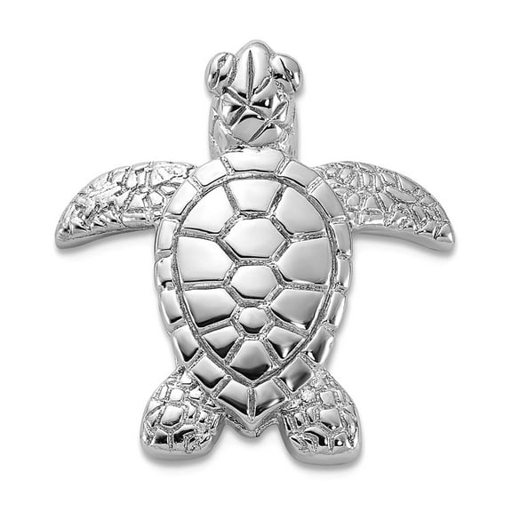 16mm 925 Sterling Silver Rhodium Plated Turtle Pin Brooches and Pin for Women - 2.9 Grams