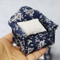 thumbnail image 4 of Guardoinrt 1/2/3/5 Sofa Mini Furniture Toy Miniatures Pillow Decoration Statue Simulation Crafts Model Accessory Present Blue White Flower 1 Pc, 4 of 6
