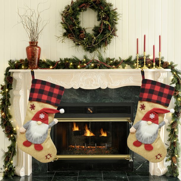 Gnomo sin rostro Regalo Bolsa de caramelos Chimenea Calcetín de Navidad Sacos Decoración de Navidad (B) Ehuebsd libre de BPA