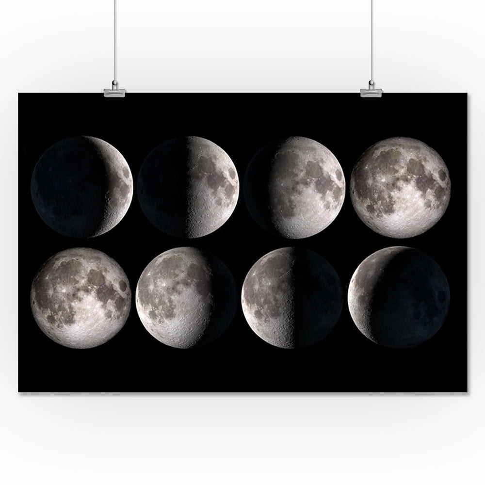 Moon Phases Black and White Photography A-90389 (16x24 Giclee Gallery