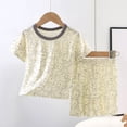 thumbnail image 4 of ITSAME Girls Outfit Sets, Cotton Printed Crewneck T-Shirt and Shorts Comfort Home Clothes 2-Piece Navy Size 6-12M, 4 of 5