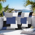thumbnail image 3 of Throw Pillow Covers 24x24 Inch Set of 2, Navy Blue Grey Black Geometric Waterproof Outdoor Pillow Covers, Middle Century Abstract Aesthetics Decorative Cushion Pillowcases for Couch Sofa Bed Patio, 3 of 9