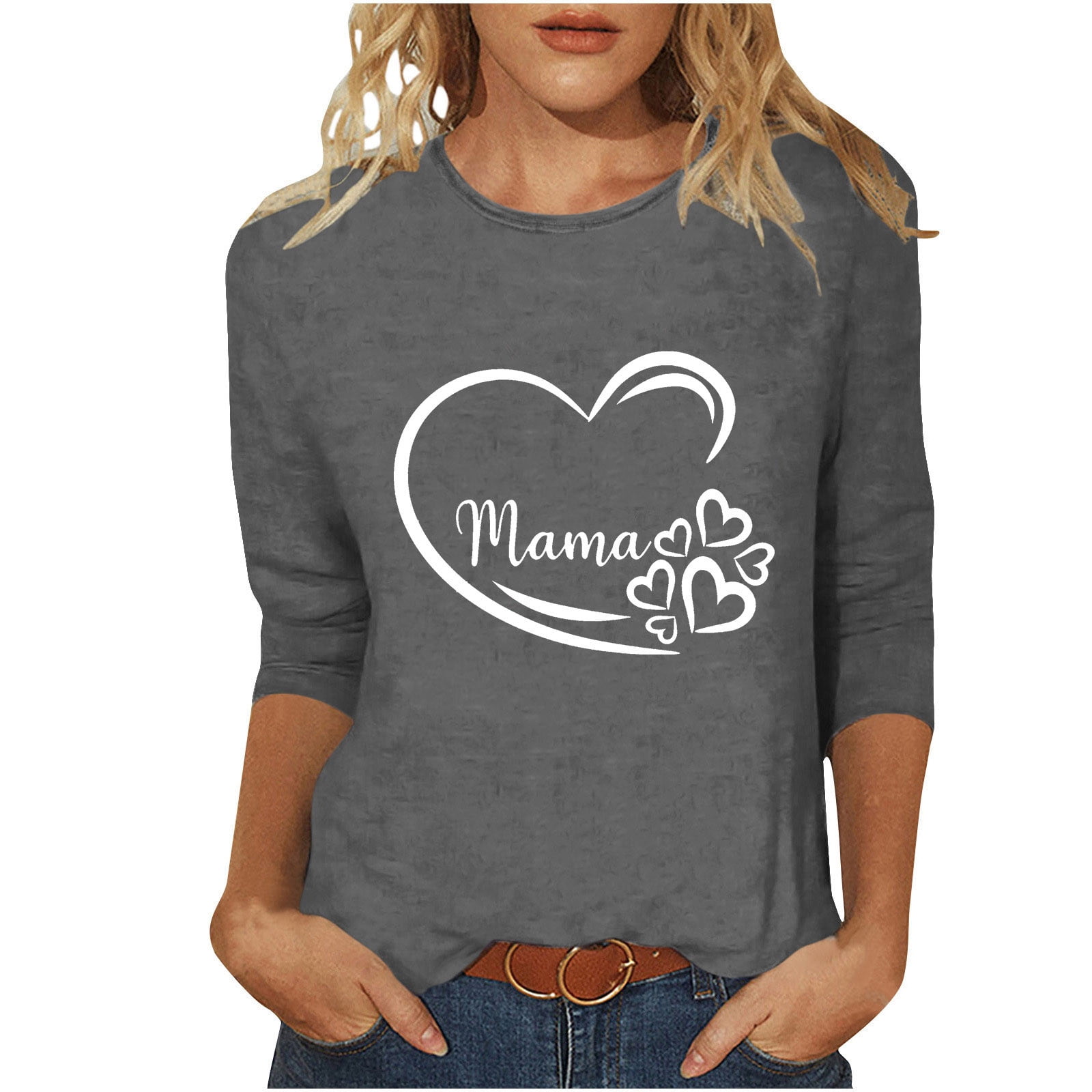 mama♡  Meichang Women's Mama T Shirts Cute Heart Graphic Tees