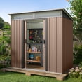 thumbnail image 2 of Aiho 6' x 4' Metal Storage Shed, Outdoor Lockable Shed with Transparent Panel Windows & Vents for Yard, Garden - Light Brown, 2 of 9