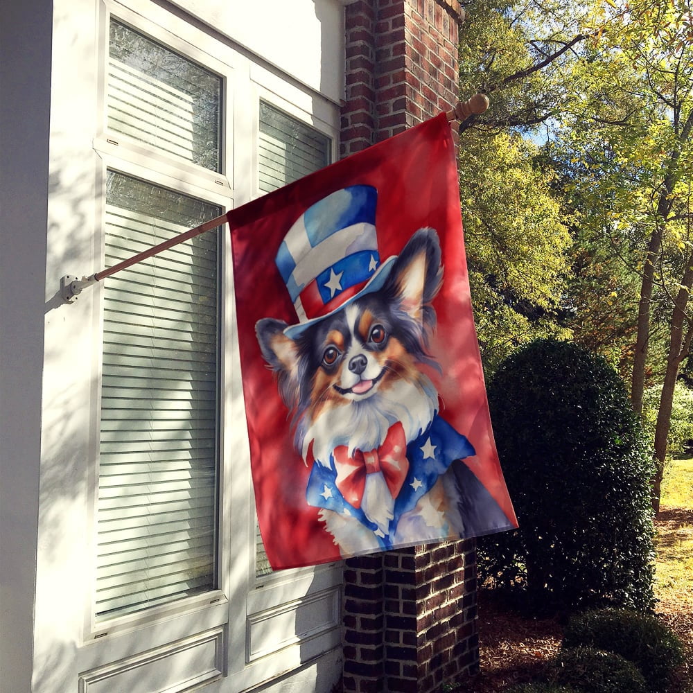 Papillon Patriotic American House Flag 28 in x 40 in