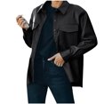 thumbnail image 1 of Mujeres Casual Sólido Turn-down Collar Sólido Manga larga Bolsillos Chaqueta de cuero Abrigo Top Pompotops qwe16750, 1 of 7